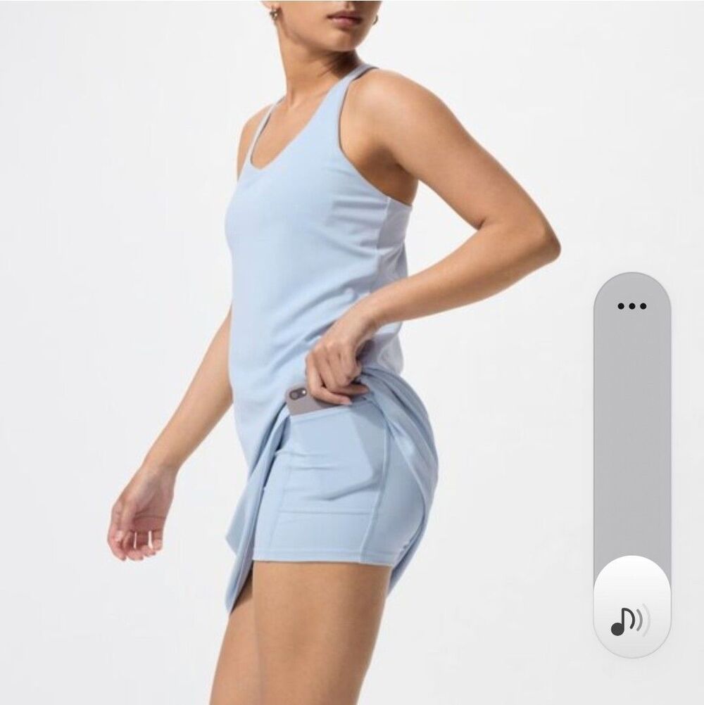 UNIQLO AIRism White Skort Mini Dress LARGE Pockets Stretch Pickleball Gorpcore